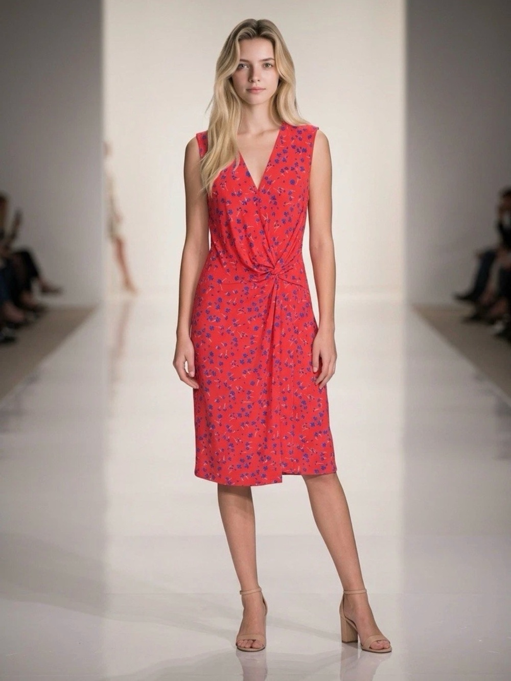 Banana Republic Factory Red Floral Midi Dress